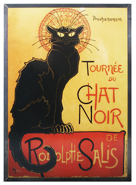 Le Chat Noir Glass Art by Steinlen Hanging Sculpture Poster Replicas
